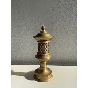 Vintage Japanese Pierced Brass Votive Candle Lantern Temple Style